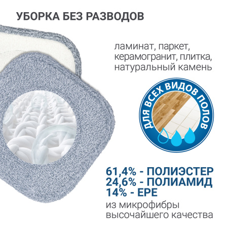 Комплект для уборки пола Hausmann Cosmic Niagara: швабра и ведро с системой отжима фото 12