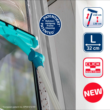 Щетка Leifheit W&F Cleaner L для мытья окон с губкой и телескопической ручкой, 130-210см фото 7